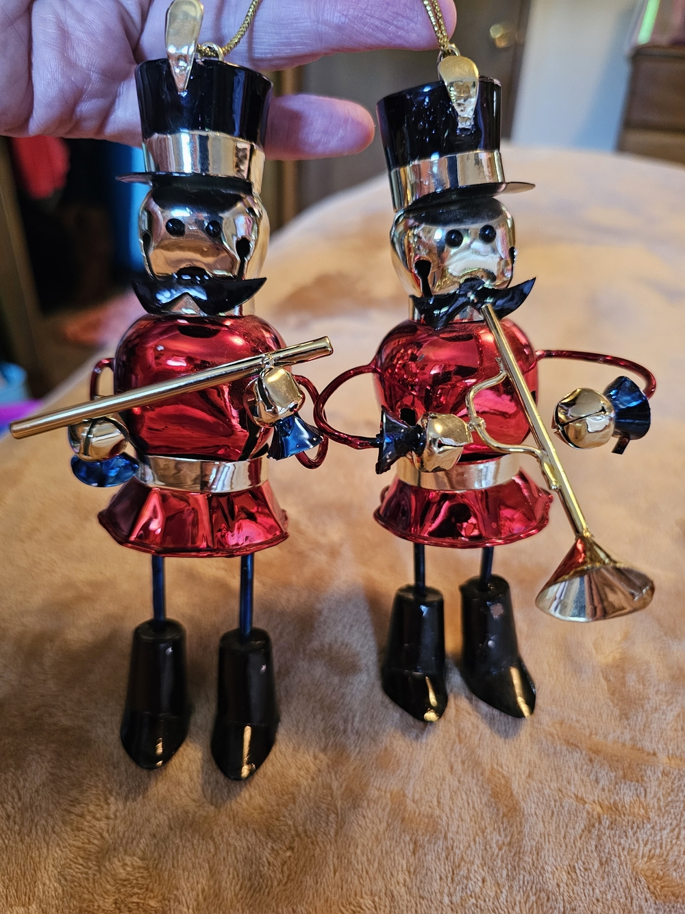Festive Red and Black Nutcracker Musician Ornaments - Unbranded